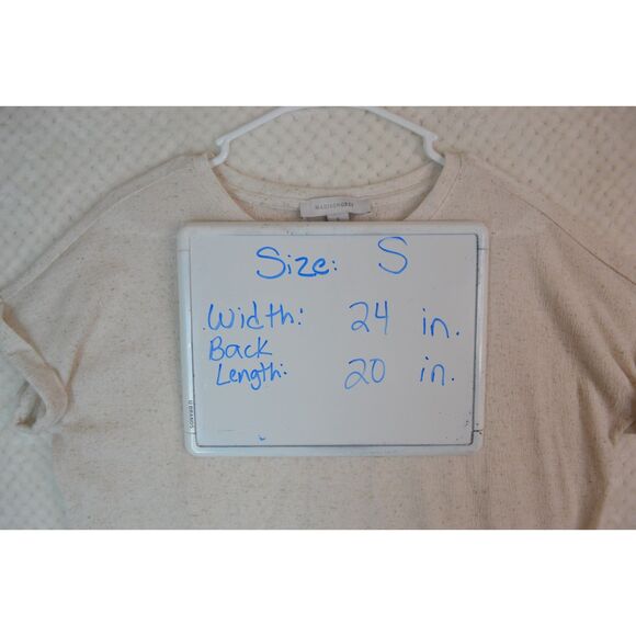 Madison Grey Women's Small Cream Linen Blend Side Tie Short Sleeve Top - Picture 12 of 12